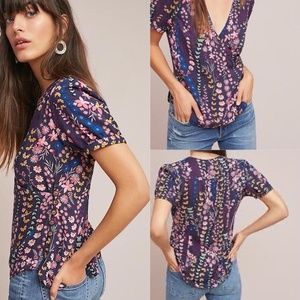 Anthropologie Meadow Rue Floral Wrap Top 10